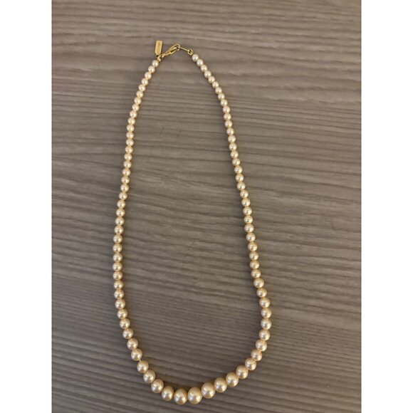 Marvella Faux Pearl Necklace With Gold-Tone Clasp & Tag Vintage Beaded Jewelry - Picture 1 of 11